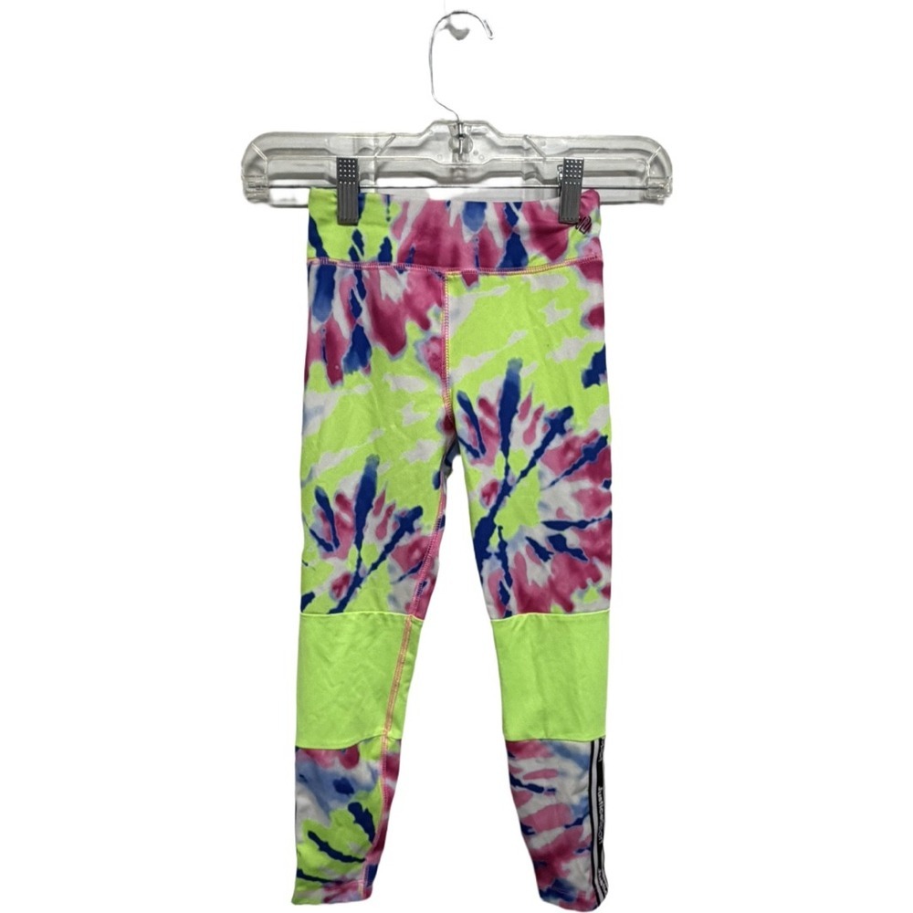 Justice Sport Girls Tie Dye Leggings Neon Pink Blue Green Activewear Size Small